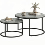 Round Nesting Coffee Tables For Living Room Marble Effect Tops With Steel Frame for Modern Homes Homcom