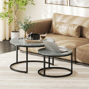 Round Nesting Coffee Tables For Living Room Marble Effect Tops With Steel Frame for Modern Homes Homcom