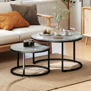 Round Nesting Coffee Tables For Living Room Marble Effect Tops With Steel Frame for Modern Homes Homcom