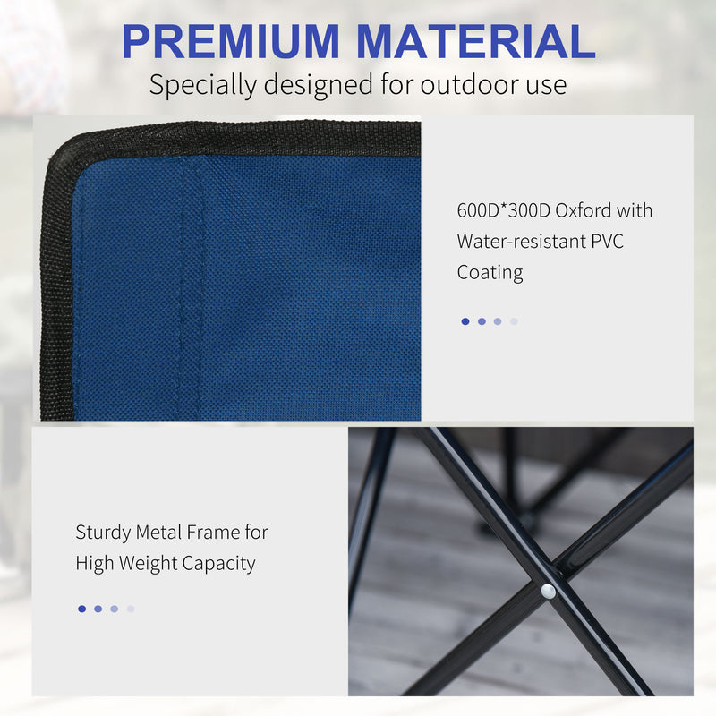 Folding 6 Seater Bench for Easy Group Seating with Cup Holders and Carry Bag Blue