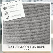 Cotton Rope Laundry Basket 36L With Easy Carry Handles For Clothes Storage, Grey