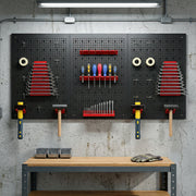 Steel Wall-Mounted Pegboard Tool Organiser Set for Garage or Shed Storage Black Red Homcom