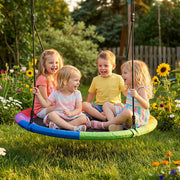 Kids Garden Nest Swing for Up to 4 Children with Adjustable Ropes and Waterproof Seat Multicolour AOSOM