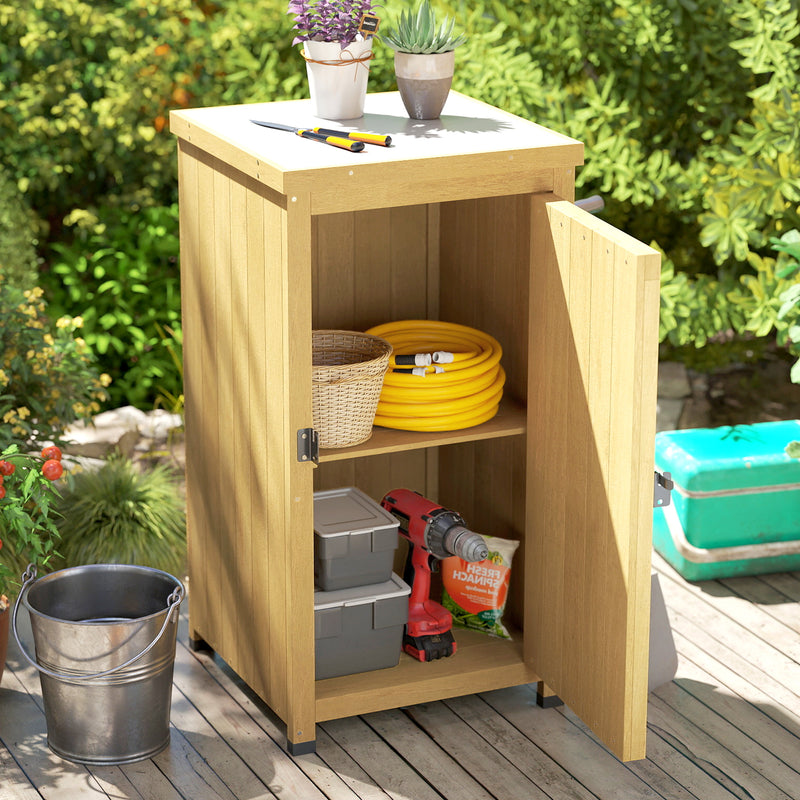 Compact Outdoor Storage Cupboard for Small Patios or Balconies with Shelves, Light Brown, 45x45x85cm
