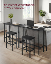 Vasagle bar table used as a narrow console workstation behind a sofa