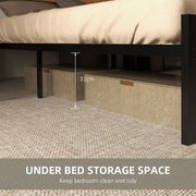 Close-up of the 31cm clearance under the bed frame for storage