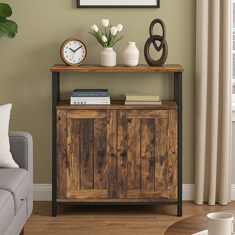 Vasagle storage cabinet sideboard - angled view showing open top shelf