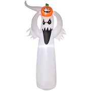 Homcom inflatable Halloween ghost holding a lit pumpkin overhead, studio shot on white