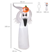 Dimensions diagram showing the ghost at 180 cm tall, 80 cm wide and 40 cm deep