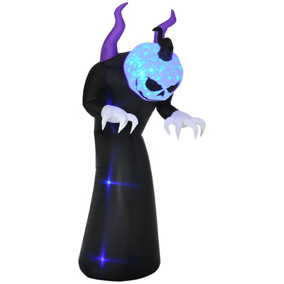 Outsunny inflatable Halloween ghost in a black robe with a glowing skull head