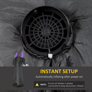 Internal inflation fan fitted inside the base of the black inflatable