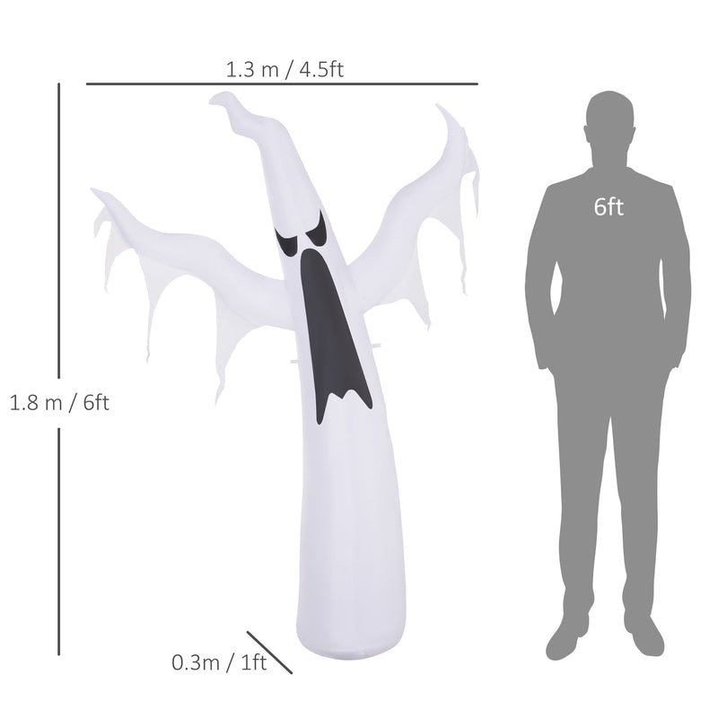 Dimension diagram showing the ghost at 1.8m tall, 1.3m wide and 0.3m deep