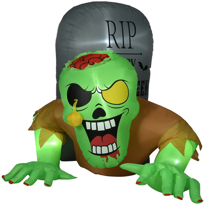 Homcom inflatable Halloween zombie climbing from a tombstone, studio shot on white