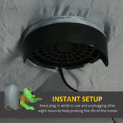 Black internal inflation fan built into the base of the decoration