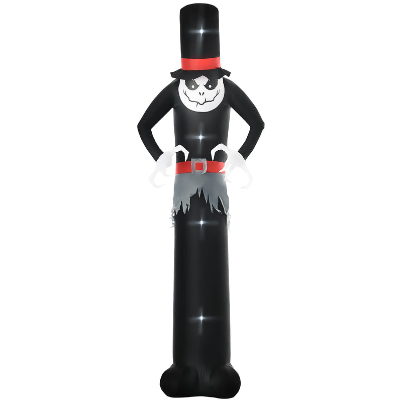 Outsunny inflatable Halloween ghost in a black suit and red-banded top hat