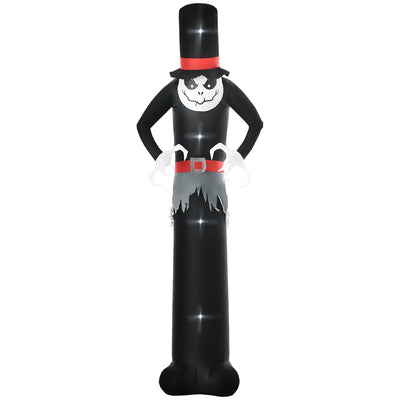 Outsunny inflatable Halloween ghost in a black suit and red-banded top hat