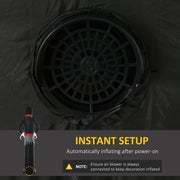 Internal inflation fan inside the base of the black inflatable