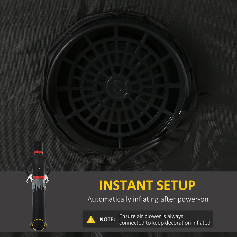 Internal inflation fan inside the base of the black inflatable