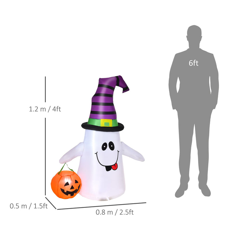 Dimension diagram showing the ghost at 1.2m tall, 0.8m wide and 0.5m deep