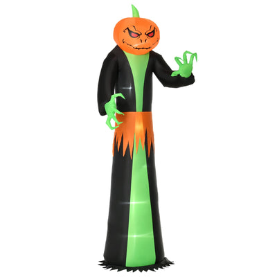 Homcom inflatable Halloween pumpkin reaper in a black robe, studio shot on white