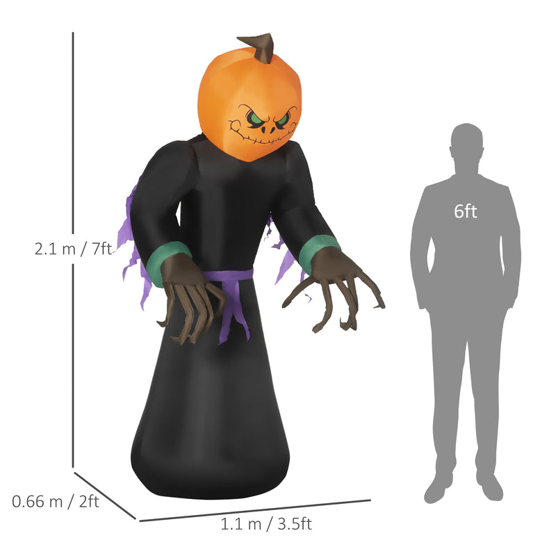 Dimensions diagram showing the reaper at 2.1 m tall, 1.1 m wide and 0.66 m deep