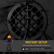 Built-in blower fan grille set into the black fabric base