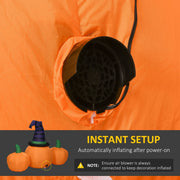 Close-up of the built-in blower fan inside the orange polyester shell
