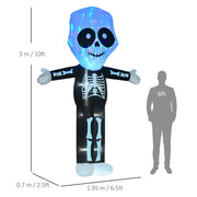 Dimensions diagram showing the skeleton at 3 m tall, 1.95 m wide and 0.7 m deep