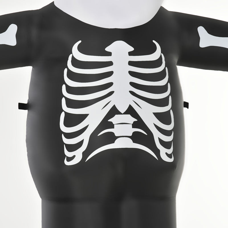 Close-up of the printed white rib cage on the skeleton's black torso