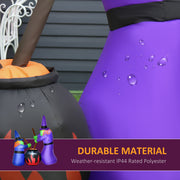 Water droplets beading on the purple polyester fabric of the witch's robe