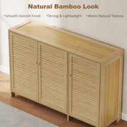 Shoe Storage Cabinet for Hallway with Adjustable Shelves and Louvered Doors Natural Wood Homcom