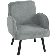 Velvet Armchair for Adults with Thick Cushion and Sturdy Frame for Living Room or Bedroom Grey Homcom
