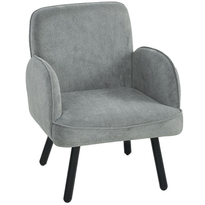 Velvet Armchair for Adults with Thick Cushion and Sturdy Frame for Living Room or Bedroom Grey Homcom