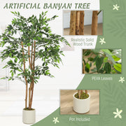 150cm Artificial Ficus Tree with Realistic Wood Trunk for Indoor Decoration Green