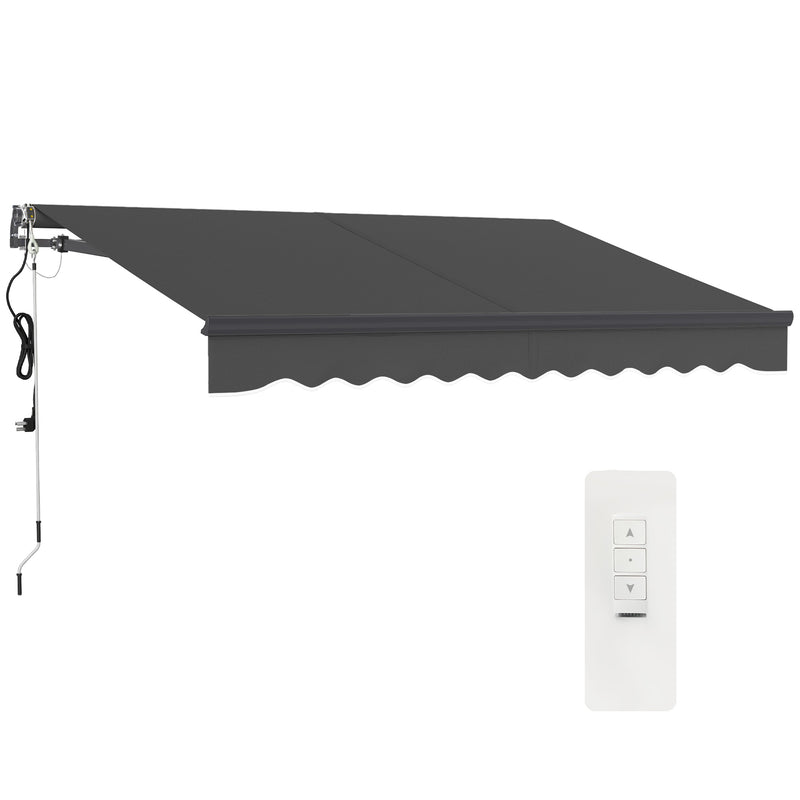 Dark Grey 3 x 2.5m Electric Retractable Awning with Remote Control UV30+ Sun Shade by Outsunny