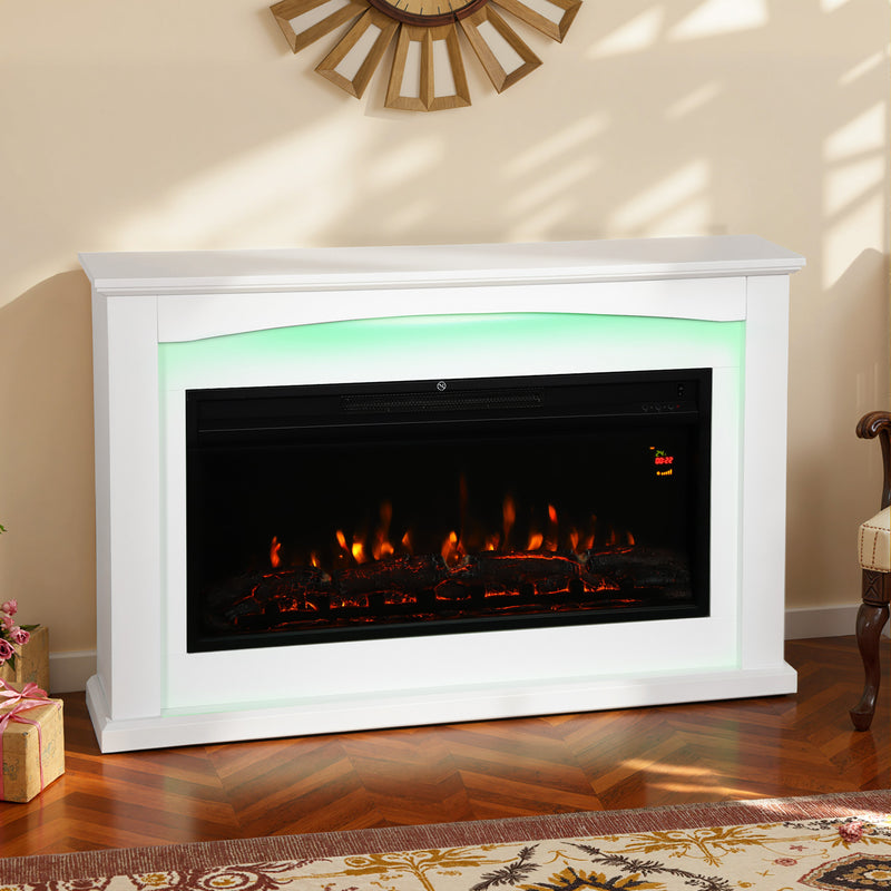 2000W Electric Fireplace Heater with Realistic Flame Effect for Living Room White