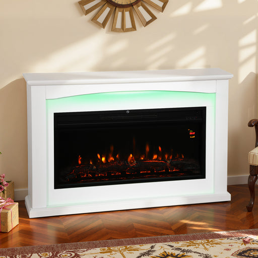 2000W Electric Fireplace Heater with Realistic Flame Effect for Living Room White