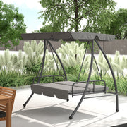Light Grey 3 Seater Garden Swing Chair Lounger With Cushion and Tilt Canopy by Outsunny