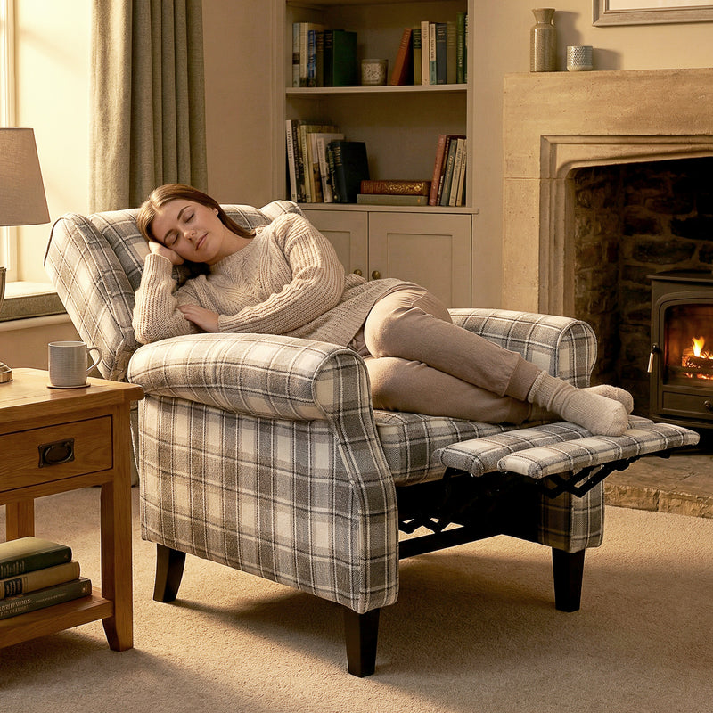 Recliner Chair with Adjustable Back and Footrest for Living Room or Bedroom Grey and White AOSOM
