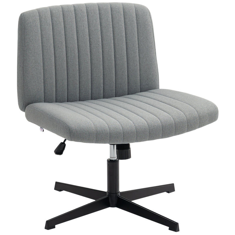 Armless Swivel Office Chair With Wide Seat And Height Adjustment For Home Use Grey