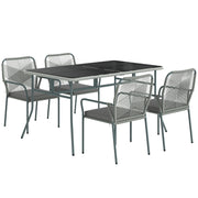 Light Grey 5 Piece Rattan Garden Dining Set with Cushions and Stackable Chairs by Outsunny