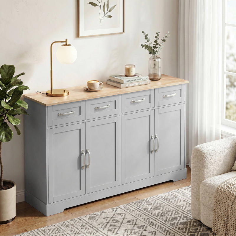 Sideboard with Drawers and Adjustable Shelves for Organised Kitchen Storage Grey Oak