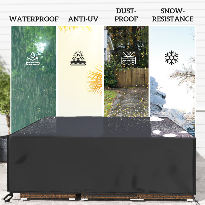 Large Square Waterproof Garden Furniture Cover 600D Oxford 230 x 230 x 70 cm Black by Outsunny