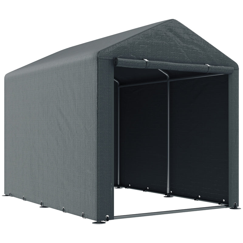 Dark Grey 1.6 x 2.2m Garden Storage Shed Tent With Shelves For Outdoor Equipment