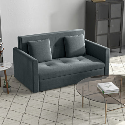 2 Seater Convertible Sofa Bed With Hidden Storage For Living Room Or Guest Room Dark Grey
