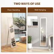 Full Length Wall Mirror 37 x 157 cm With Slim Frame For Bedroom Or Hallway White AOSOM