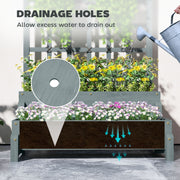 Grey 2 Tier Raised Garden Bed with Trellis Wooden Planter Box for Climbing Plants by Outsunny