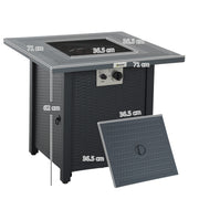 Black 71cm Gas Firepit Table 40000 BTU for Outdoor Heating by Outsunny