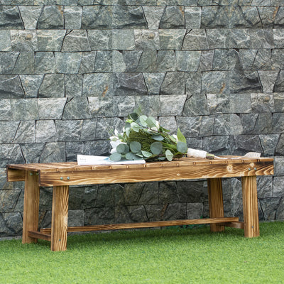 2 Seater Wooden Garden Bench Set for Patio or Indoors Ideal for Relaxing, Carbonised