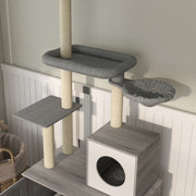 2 in 1 Floor to Ceiling Cat Tree with Hidden Litter Box for Indoor Cats Grey